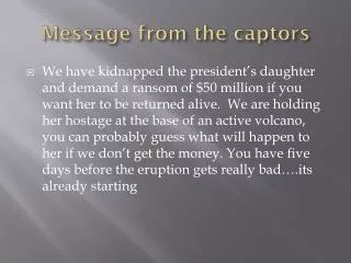 message from the captors