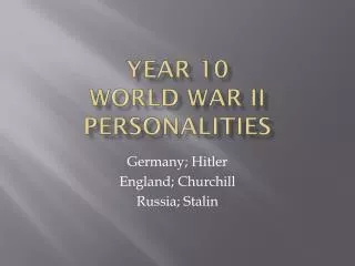 YEAR 10 World War II personalities