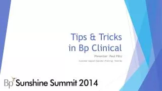 Tips &amp; Tricks in Bp Clinical