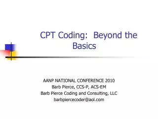 CPT Coding: Beyond the Basics