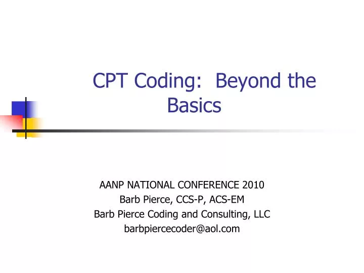 cpt coding beyond the basics