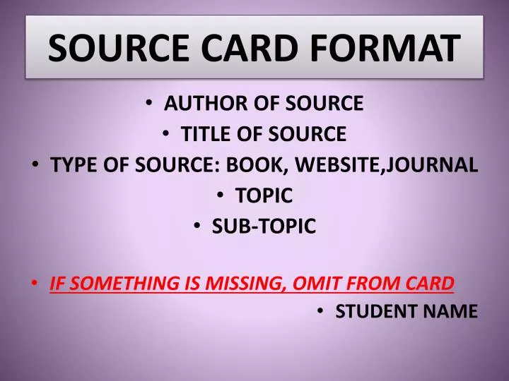 source card format