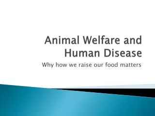 Animal Welfare and Human Disease