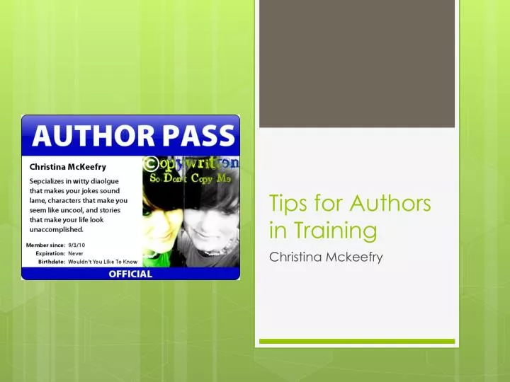 tips f or authors in training