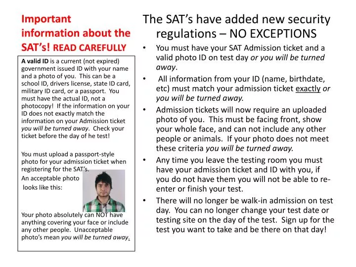 important information about the sat s read carefully
