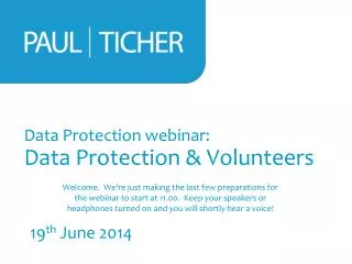 Data Protection webinar: Data Protection &amp; Volunteers