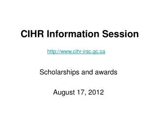 CIHR Information Session