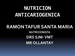 NUTRICION ANTICARIOGENICA