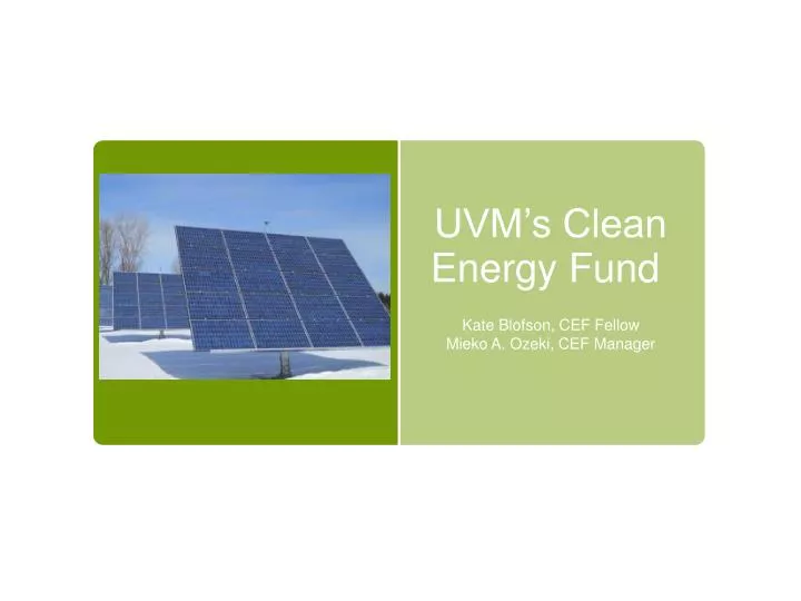 uvm s clean energy fund