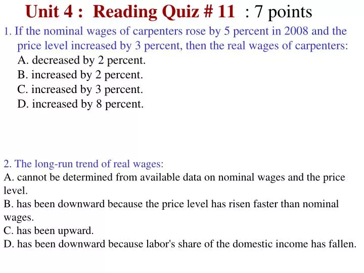 unit 4 reading quiz 11 7 points