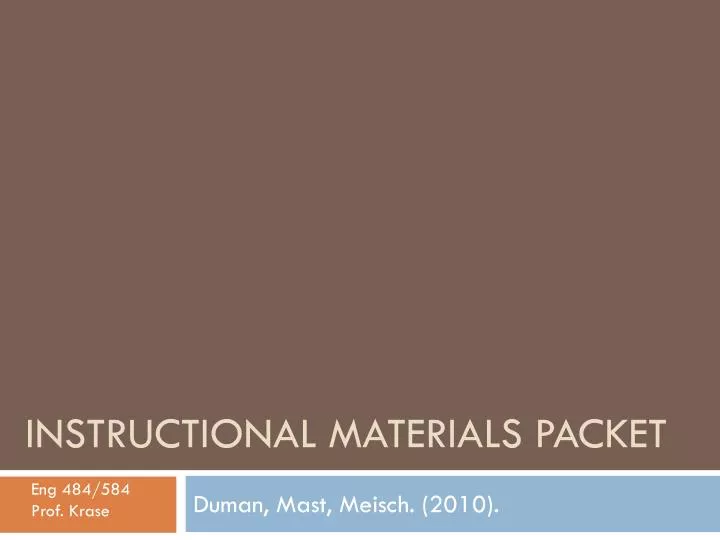 instructional materials packet