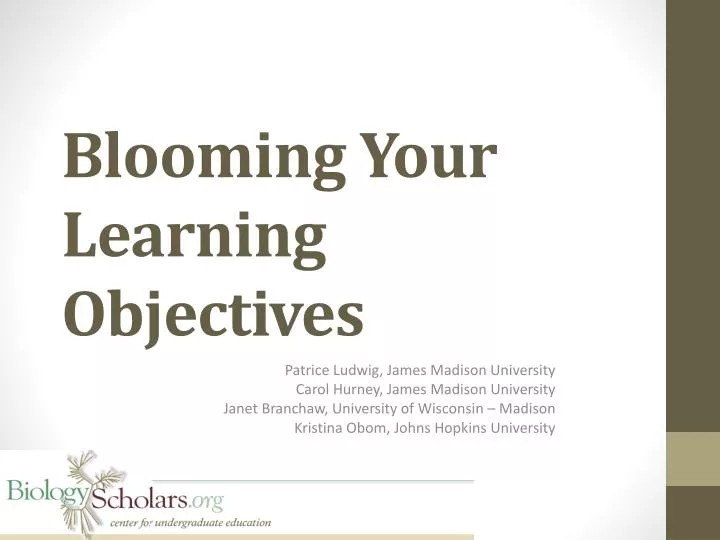 blooming your learning objectives