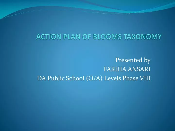 action plan of blooms taxonomy