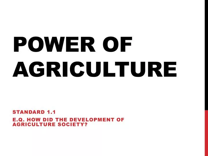 power of agriculture