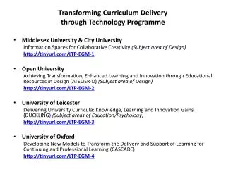 Transforming Curriculum Delivery through Technology Programme