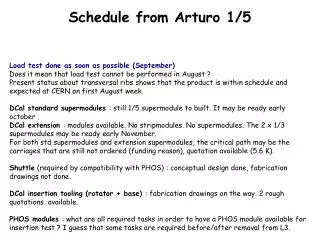 Schedule from Arturo 1/5