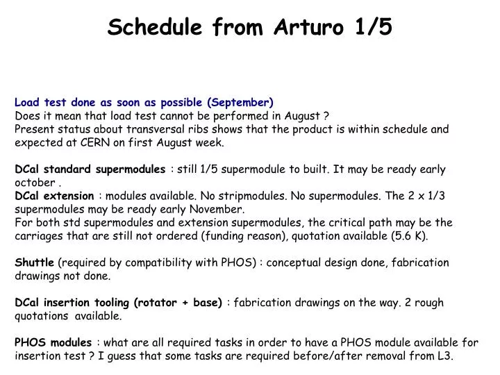 schedule from arturo 1 5