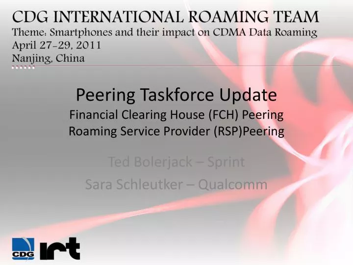 peering taskforce update financial clearing house fch peering roaming service provider rsp peering