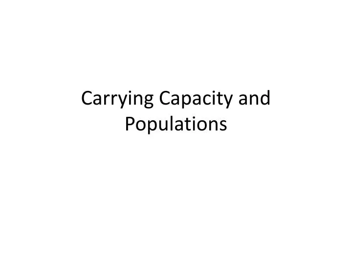 carrying capacity and populations