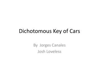 Dichotomous Key of Cars