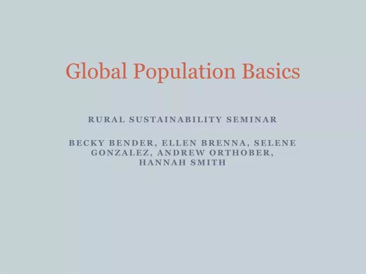 global population basics