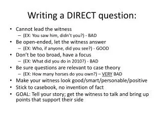 Writing a DIRECT question: