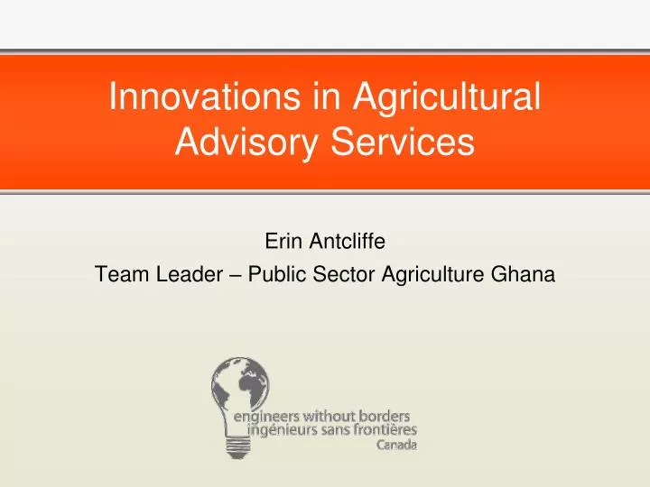erin antcliffe team leader public sector agriculture ghana