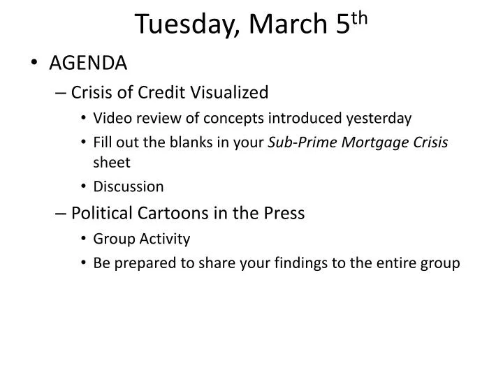 tuesday march 5 th