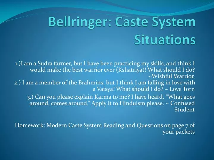 bellringer caste system situations