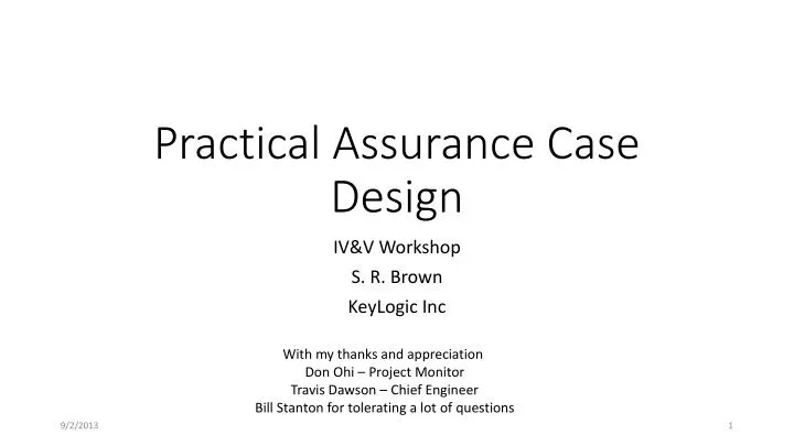 practical assurance case design