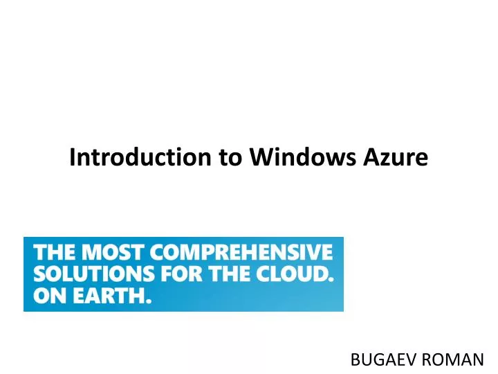 introduction to windows azure