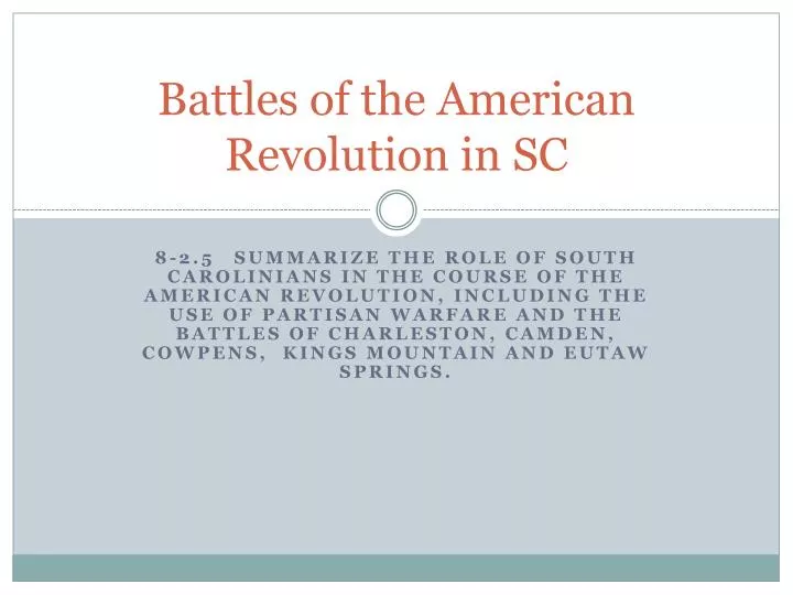 battles of the american revolution in sc