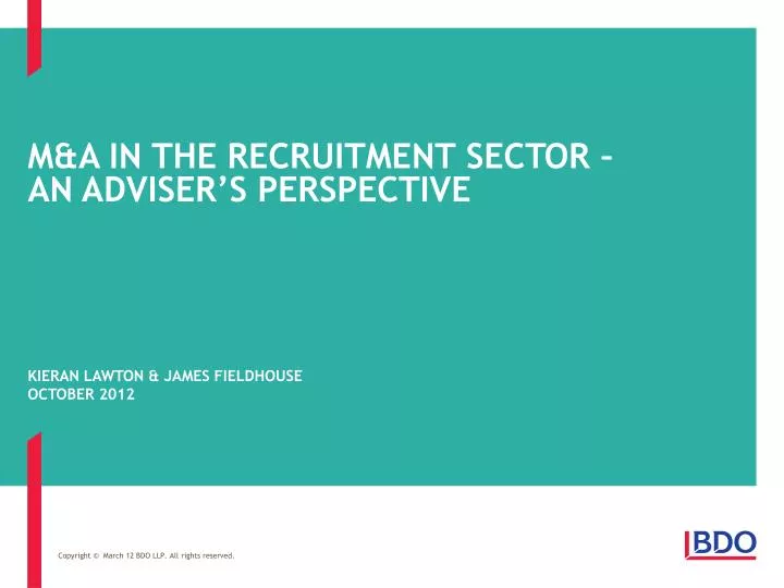 m a in the recruitment sector an adviser s perspective