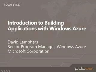 Introduction to Building Applications with Windows Azure