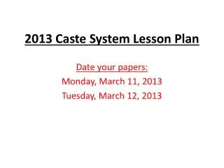 2013 Caste System Lesson Plan