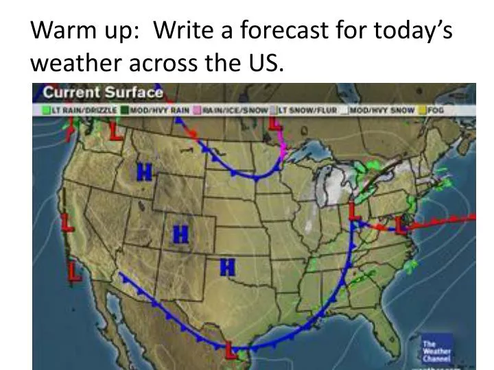 warm up write a forecast for today s weather across the us