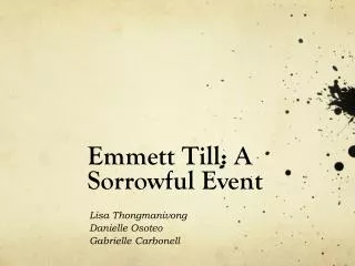 Emmett Till: A Sorrowful Event