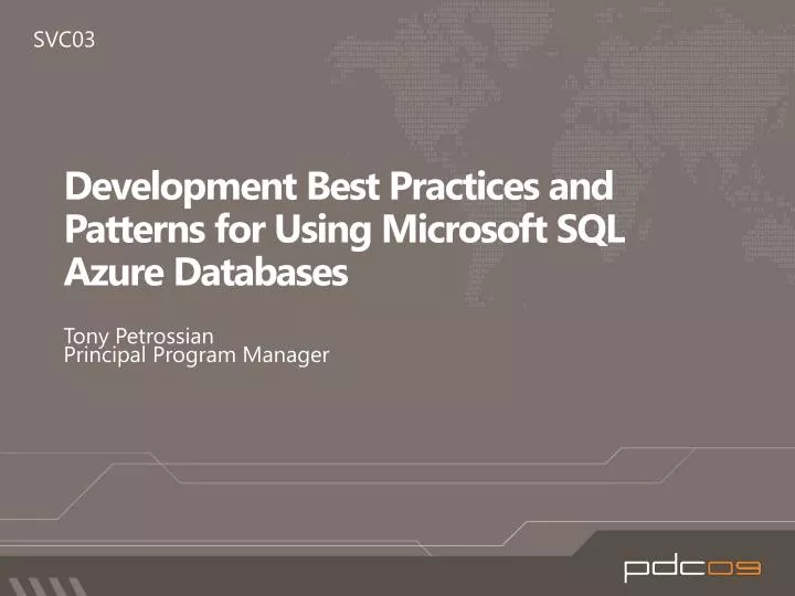 development best practices and patterns for using microsoft sql azure databases