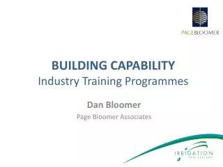 BUILDING CAPABILITY Industry Training Programmes