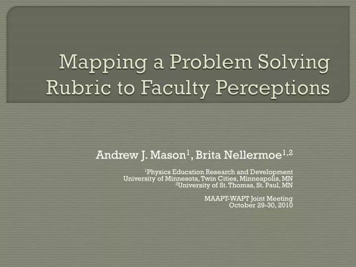 mapping a problem solving rubric to faculty perceptions