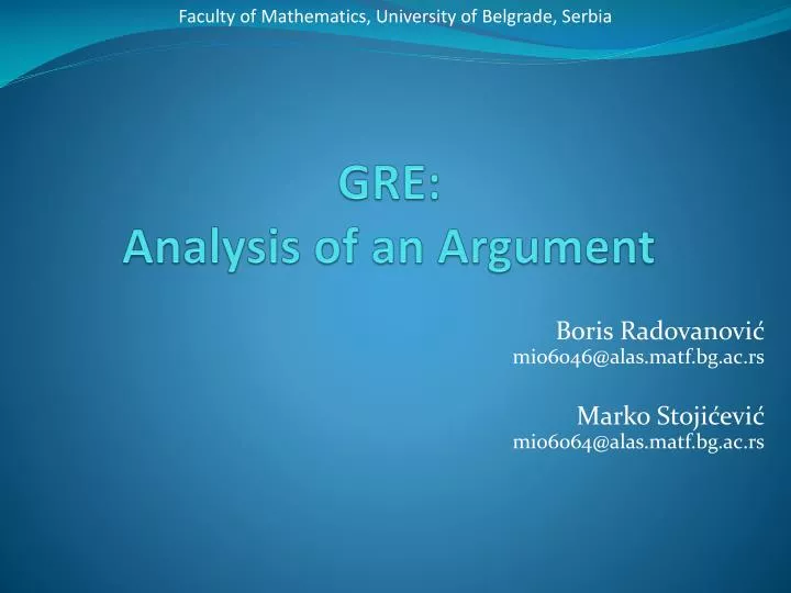 gre analysis of an argument