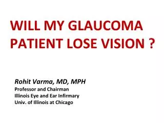 Will my Glaucoma patient lose vision ?