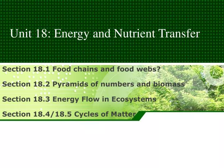 unit 18 energy and nutrient transfer