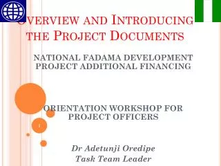 Overview and Introducing the Project Documents