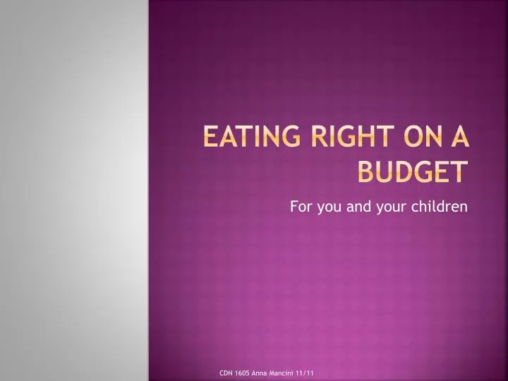 eating right on a budget