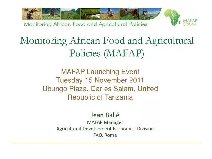monitoring african food and agricultural policies mafap