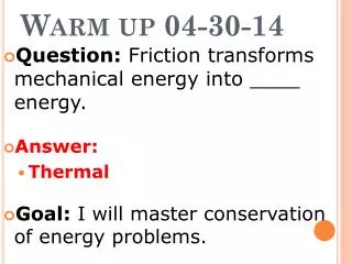 warm up 04 30 14