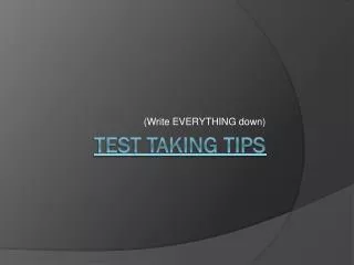 Test Taking Tips