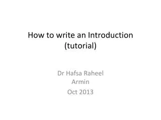 How to write an Introduction (tutorial)