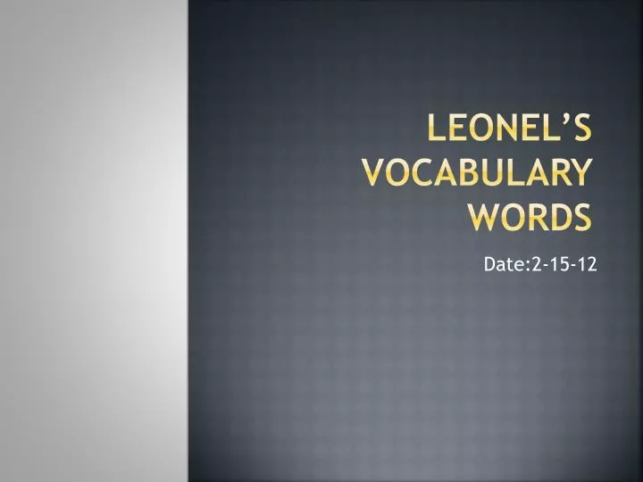 leonel s vocabulary words